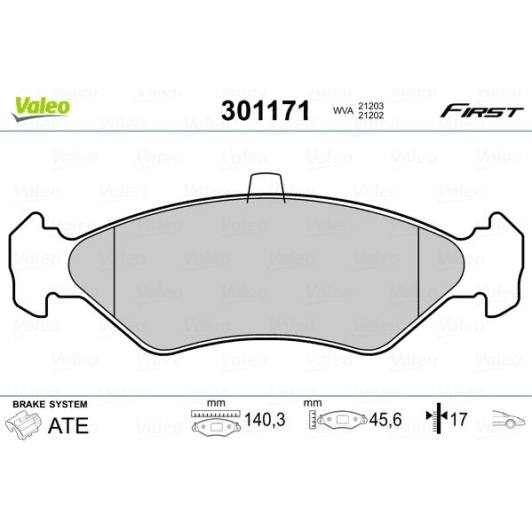 301171 Valeo Тормозные колодки