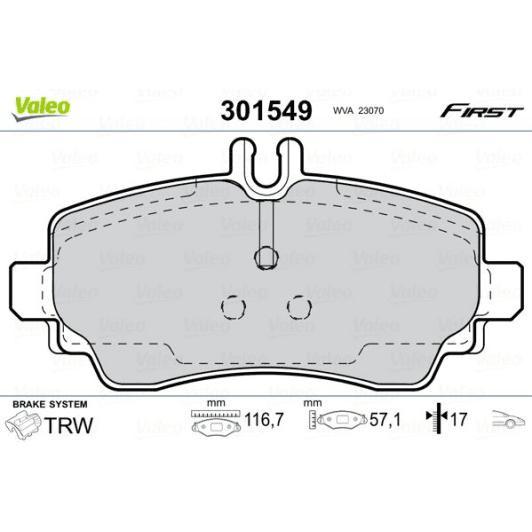 301549 Valeo Тормозные колодки для Mercedes A-Class