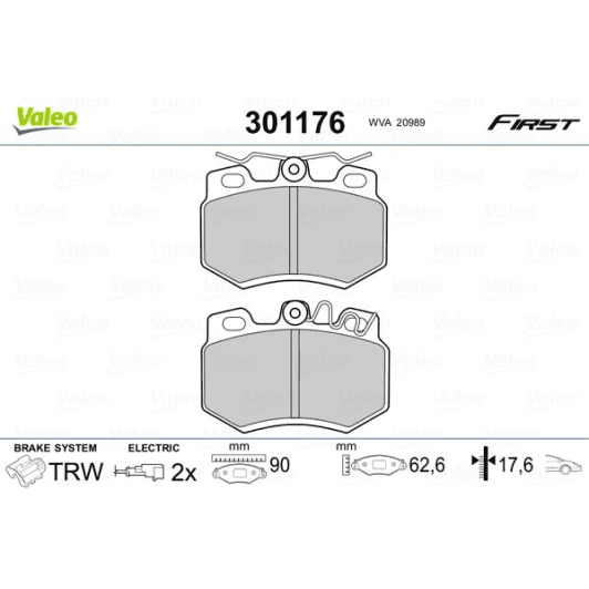 301176 Valeo Тормозные колодки