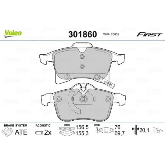 301860 Valeo Тормозные колодки