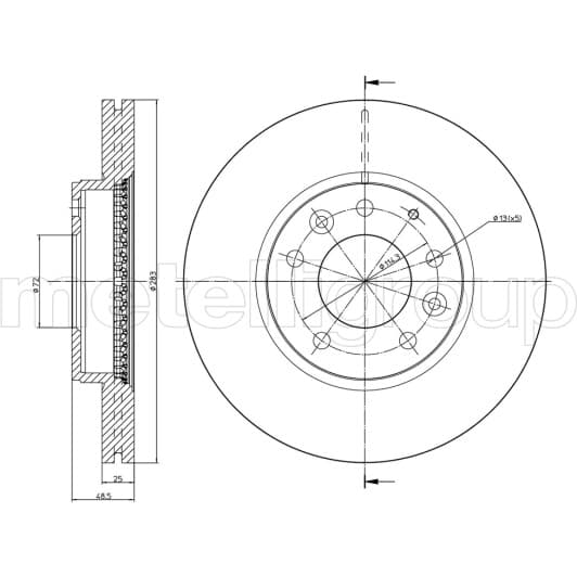 23-0621C Metelli Тормозной диск для Mazda 6