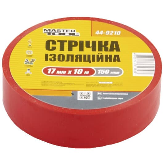Изолента MasterTool 449210 красная ПВХ 17 мм х 10 м 10 шт
