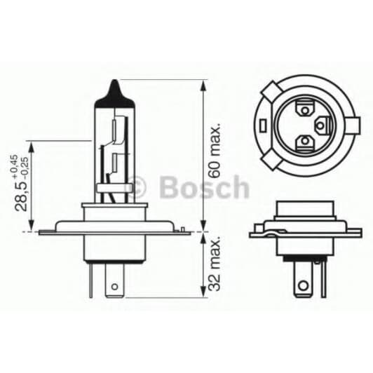 Автолампа Bosch Pure Light H4 P43t 60 W 1987302047
