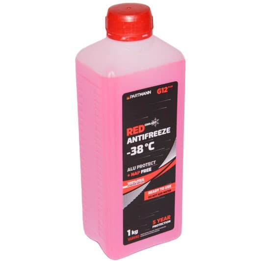 PARTMANN G12+ червоний -38 °C, 1 л (PM040001) готовий антифриз