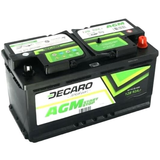Акумулятор DECARO 6 CT-92-R AGM Start Stop 6920AGM