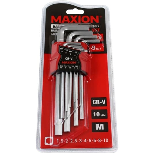 Набір ключів шестигранних Maxion MXTL-PH9 1,5-10 мм, T10-T50 9 шт
