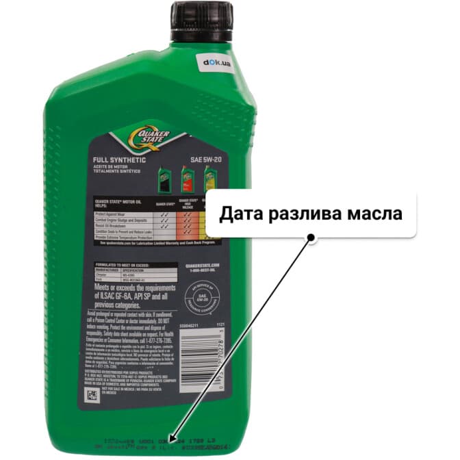 QUAKER STATE Full Synthetic 5W-20 (0,95 л) моторное масло 0,95 л