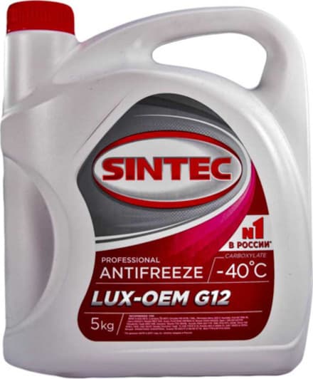 Sintec Lux G12 красный -40 °C, 5 л (614500) готовый антифриз