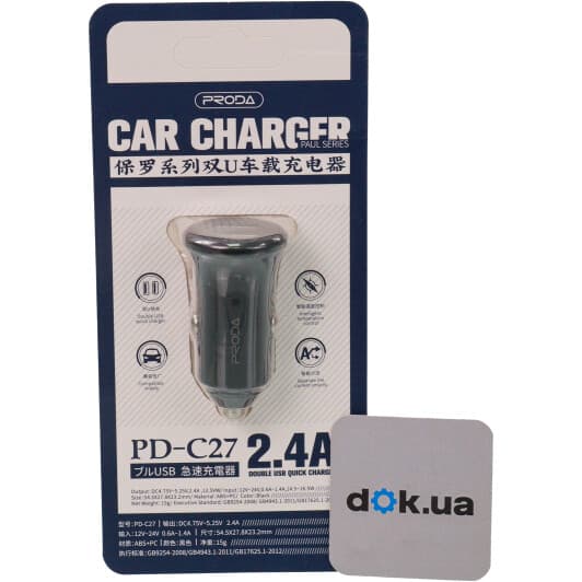 Usb зарядка в авто Proda Paul Series PD-C27-BK