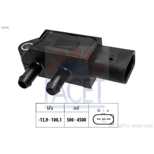 103318 Facet Датчик тиску вихлопних газів для Audi Q3