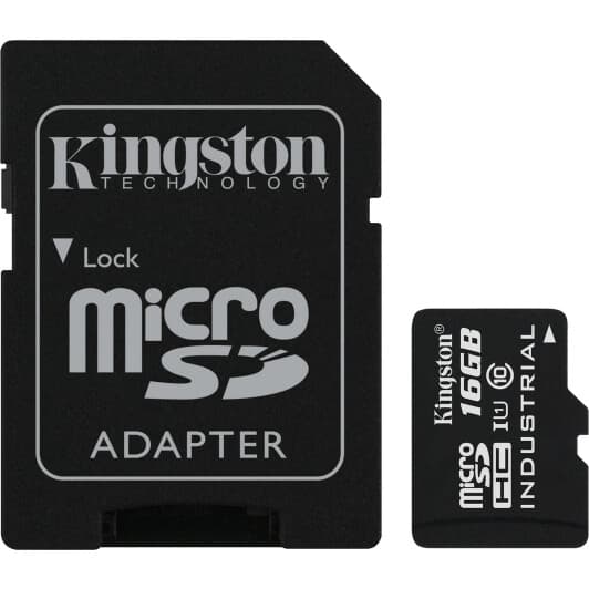 Карта памяти Kingston Industrial microSDHC 16 ГБ с SD-адаптером