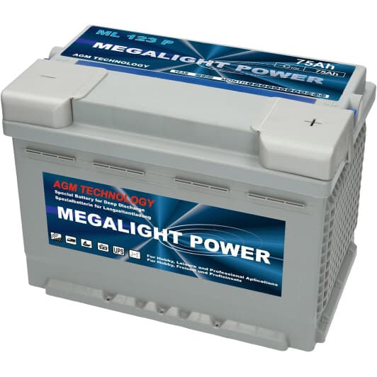 Тяговий акумулятор Megalight ML 123 P MEGALIGHT75 75 Аг 12 В