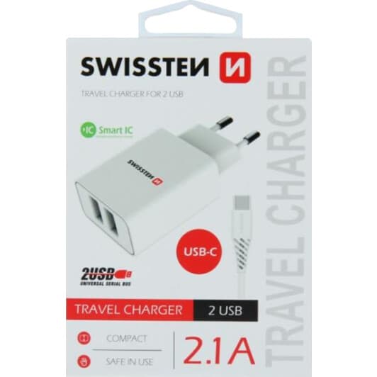 Мережевий зарядний пристрій Swissten DOSWS22053000 10 Вт