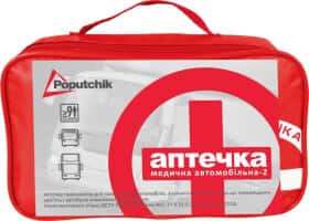 Аптечка автомобільна Poputchik АМА-2 у м'якому чохлі 02-077-М Аптечка автомобільна Poputchik АМА-2 у м'якому чохлі 02-077-М