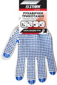 Рукавички робочі Stark White хб + поліестер з точками ПВХ білі Рукавички робочі Stark White хб + поліестер з точками ПВХ білі