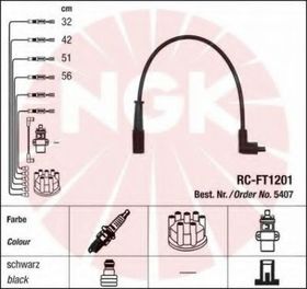Комплект дротів запалювання NGK 5407