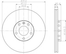 Тормозной диск Behr Hella 8DD 355 107-521