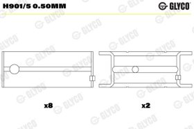 Підшипник колінчастого вала Glyco H901/5 0.50mm