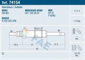 Свічка розжарювання FAE 74154