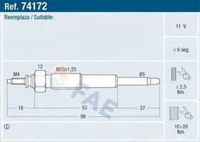 Свеча накала FAE 74172