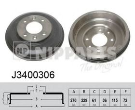 Тормозной барабан Nipparts J3400306