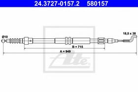 Трос ручного гальма ATE 24.3727-0157.2