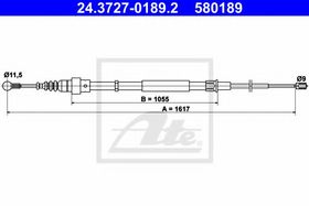 Трос ручного тормоза ATE 24.3727-0189.2