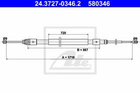 Трос ручного гальма ATE 24.3727-0346.2