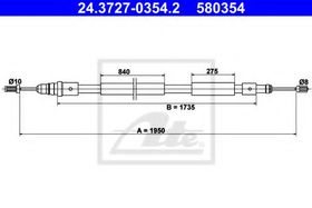 Трос ручного гальма ATE 24.3727-0354.2