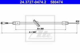 Трос ручного тормоза ATE 24.3727-0474.2