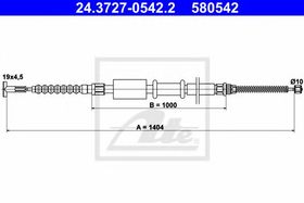 Трос ручного тормоза ATE 24.3727-0542.2