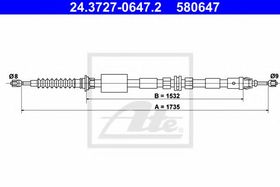 Трос ручного гальма ATE 24.3727-0647.2