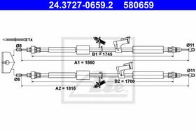 Трос ручного тормоза ATE 24.3727-0659.2