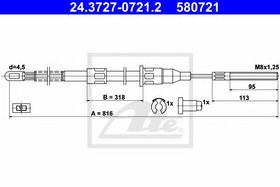Трос ручного гальма ATE 24.3727-0721.2
