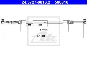 Трос ручного тормоза ATE 24.3727-0816.2