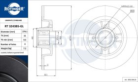Тормозной диск Rotinger rt3243bsgl