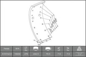 Накладки барабанных тормозных колодок Ferodo K15742.0-F3549