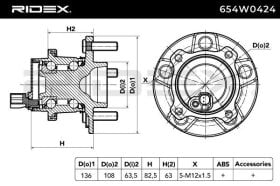 Ступица колеса RIDEX 654w0424