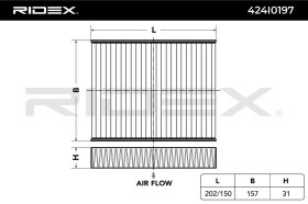 Фильтр салона RIDEX 424i0197