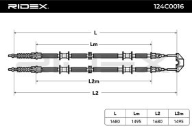 Трос ручного тормоза RIDEX 124c0016