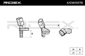 Датчик ABS RIDEX 412w0076