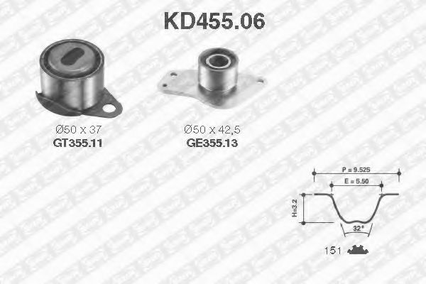KD455.06 SNR Комплект ремня ГРМ