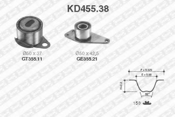 KD455.38 SNR Комплект ремня ГРМ