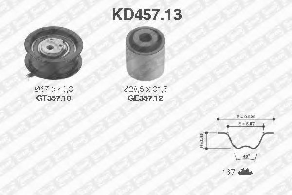 KD457.13 SNR Комплект ременя ГРМ