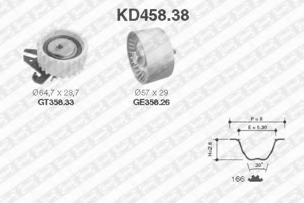 KD458.38 SNR Комплект ремня ГРМ
