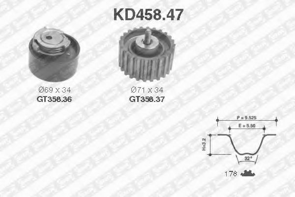 KD458.47 SNR Комплект ремня ГРМ