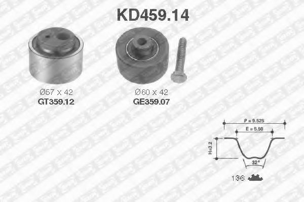KD459.14 SNR Комплект ремня ГРМ
