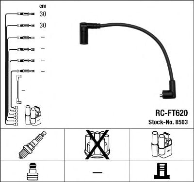 8503 NGK Комплект дротів запалювання для Fiat Cinquecento