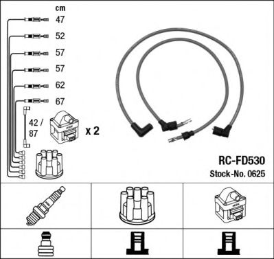 0625 NGK Комплект дротів запалювання для Ford Sierra