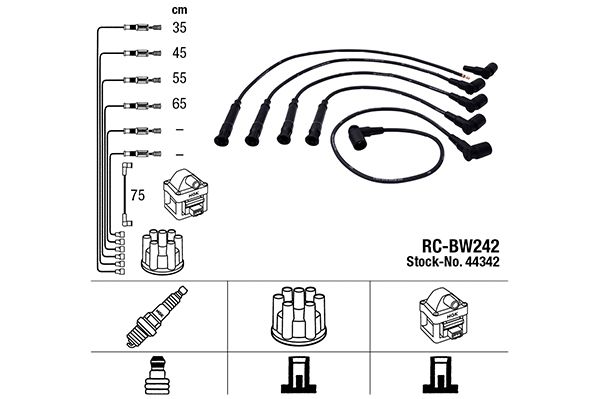 44342 NGK Комплект дротів запалювання для BMW 3 Series